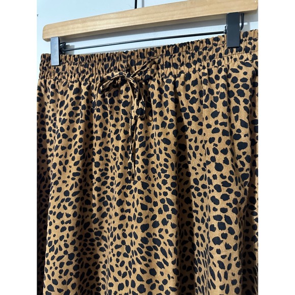 BLUETIME Leopard Print Maxi Skirt Size L Elastic Waist Drawstring Flowy - Picture 2 of 5